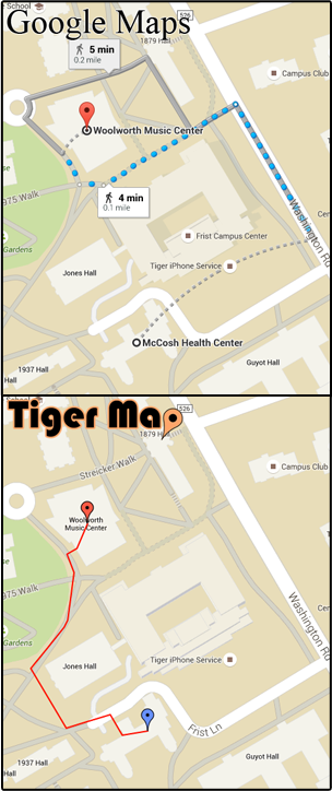 Comparison of Google Maps and TigerMap